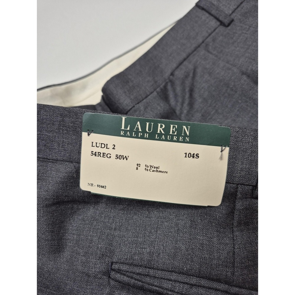 VTG Lauren Ralph Lauren Suit Mens 54 Gray Super 120s Wool Cashmere 2 Piece 50x36 - Picture 15 of 16